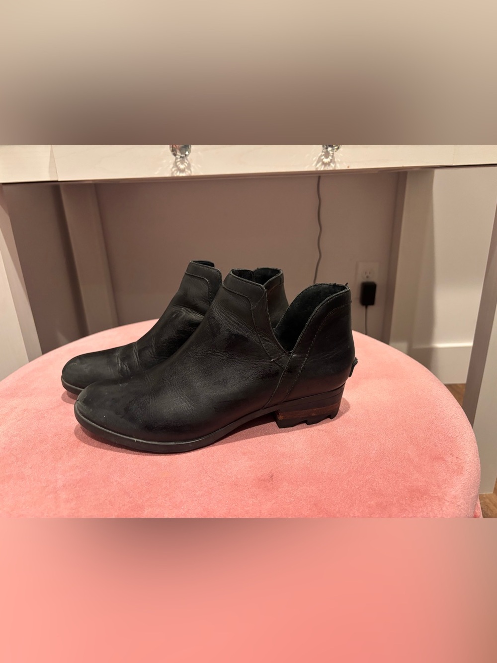 Sorel Black Leather Ankle Booties